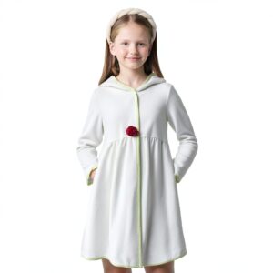Girls Swim Cover Up White Cotton Ruffled Sleeves Sun-0