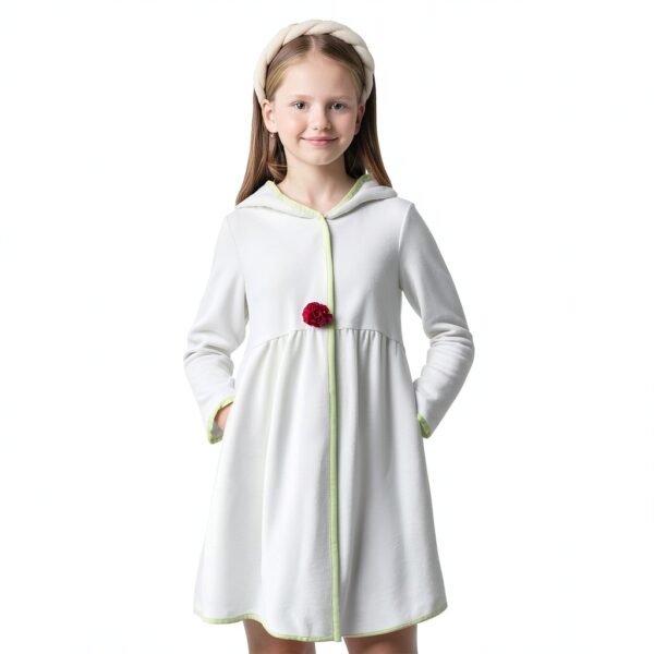 Girls Swim Cover Up White Cotton Ruffled Sleeves Sun-0