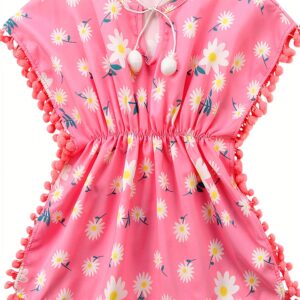 Dongci Baby Girls Chiffon Sundress Floral V-Neck Loose Fit-0