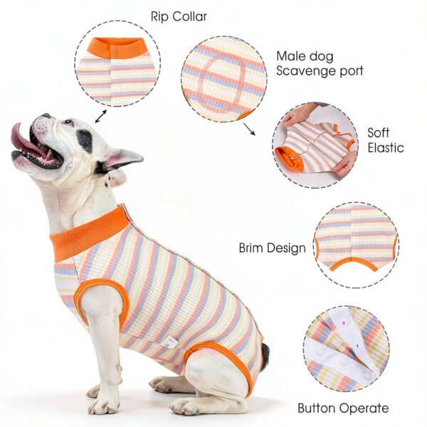 SAWMONG Dog Recovery Suit Breathable Cotton Spandex Surgery-2