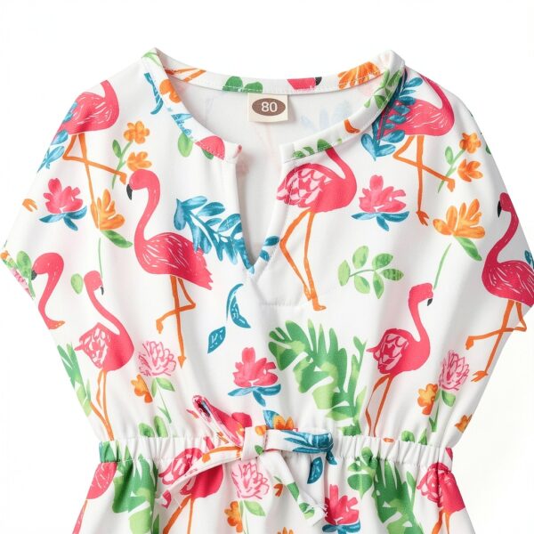 Flamant Girls Cotton Linen Cover Up Dress Cactus Print-4