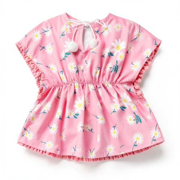 Dongci Baby Girls Chiffon Sundress Floral V-Neck Loose Fit-3