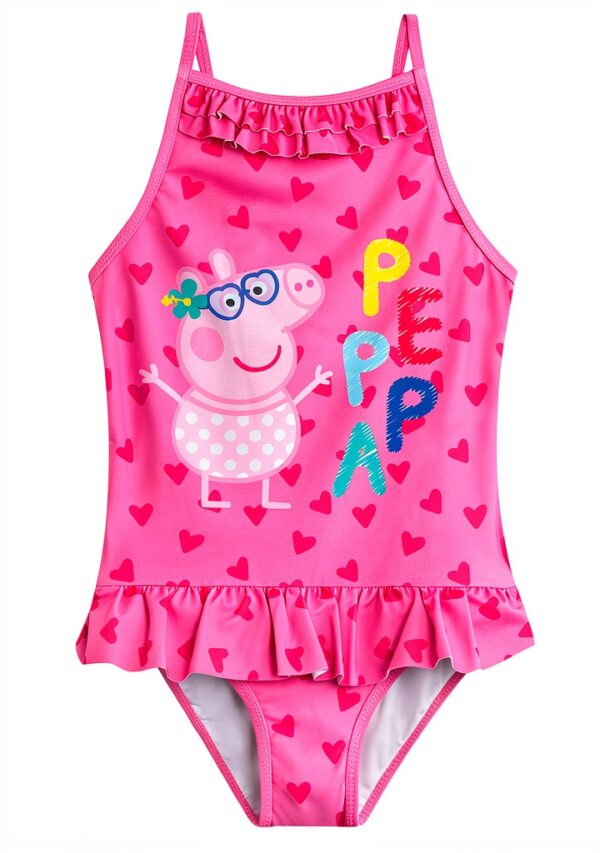 Peppa Pig Girls Pink Swimsuit Poncho Towel Set-2