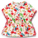 Flamant Girls Cotton Linen Cover Up Cactus Flamingo Print-0
