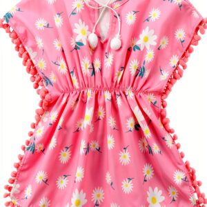 Toddler Girls Beach Cover Up Cotton Polyester Swimsuit Dress-0