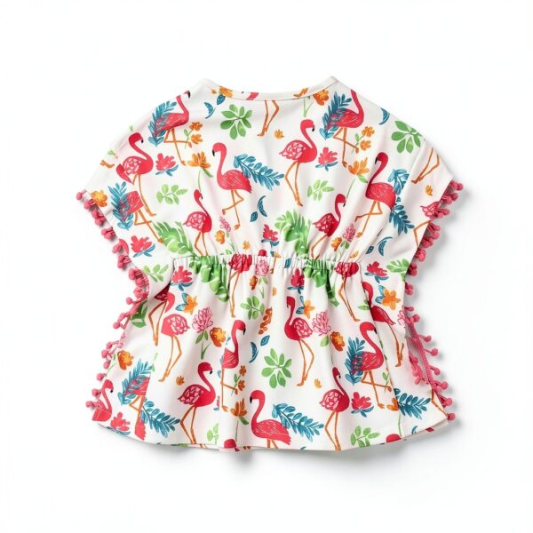 Flamant Girls Cotton Linen Cover Up Cactus Flamingo Print-3