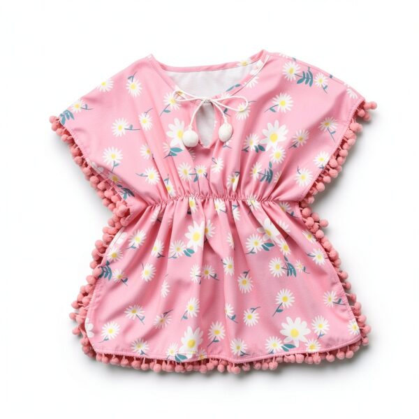 Dongci Baby Girls Chiffon Sundress Floral V-Neck Loose Fit-6