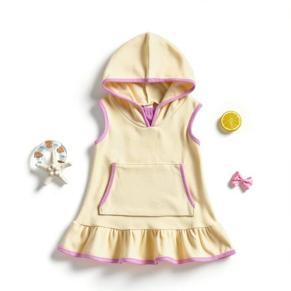 Toddler Girl Swim Cover Up Terry Cloth Bow Print Hoodie-3