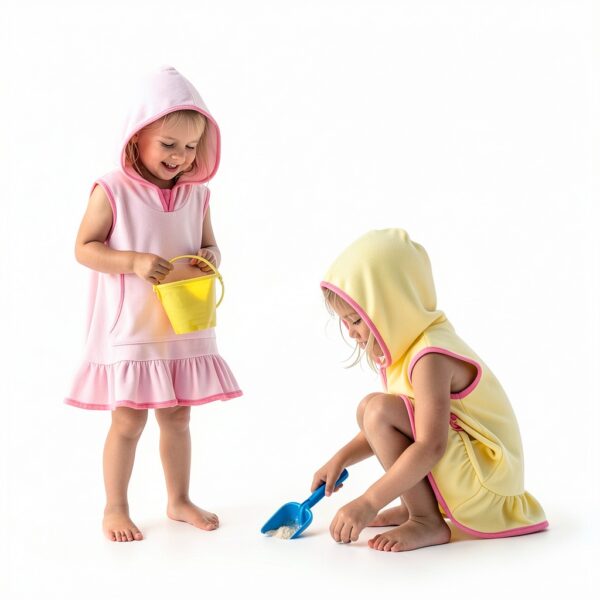 Toddler Girl Swim Cover Up Terry Cloth Bow Print Hoodie-1
