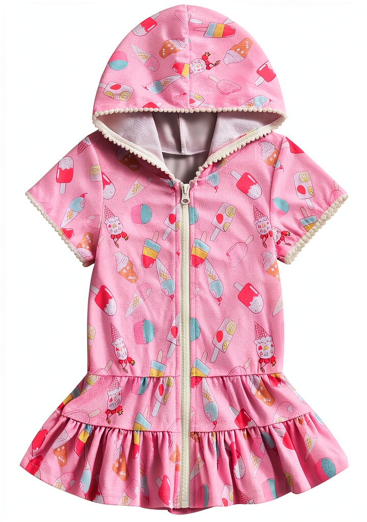 'SAYOO girls swim cover up in pink on a beach background'