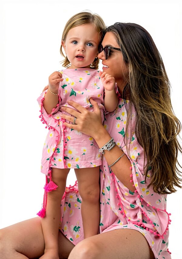 Dongci Baby Girls Chiffon Sundress Floral V-Neck Loose Fit-2