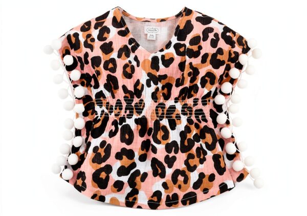 Mud Pie Cotton Gauze Cover Up Baby Girls Swimwear Pom Pom-0