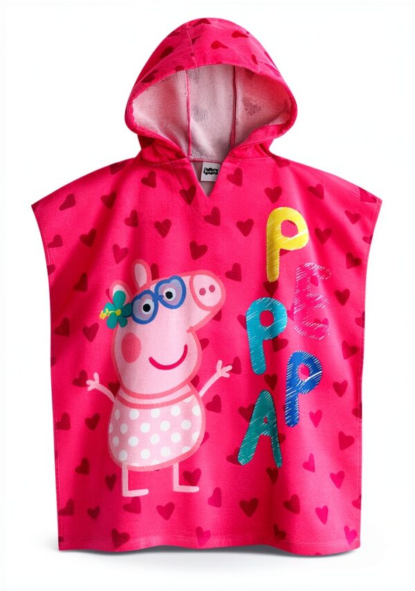 Peppa Pig Girls Pink Swimsuit Poncho Towel Set-1