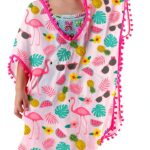 CWZS Girls Beach Cover Up V Neck Pompom Swimsuit Dress-0