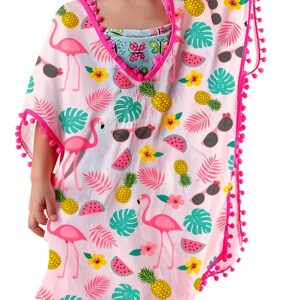 CWZS Girls Beach Cover Up V Neck Pompom Swimsuit Dress-0