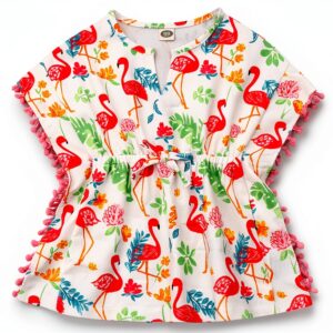 Flamant Girls Cotton Linen Cover Up Dress Cactus Print-0