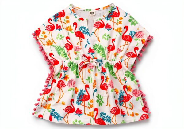 Flamant Girls Cotton Linen Cover Up Dress Cactus Print-0
