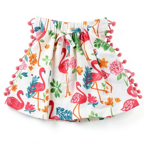 Flamant Girls Cotton Linen Cover Up Cactus Flamingo Print-5